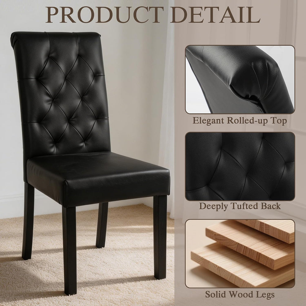 LSSBOUGHT Upholstered Dining Chairs Set of 4,Tufted Parsons Kitchen Chair wit...