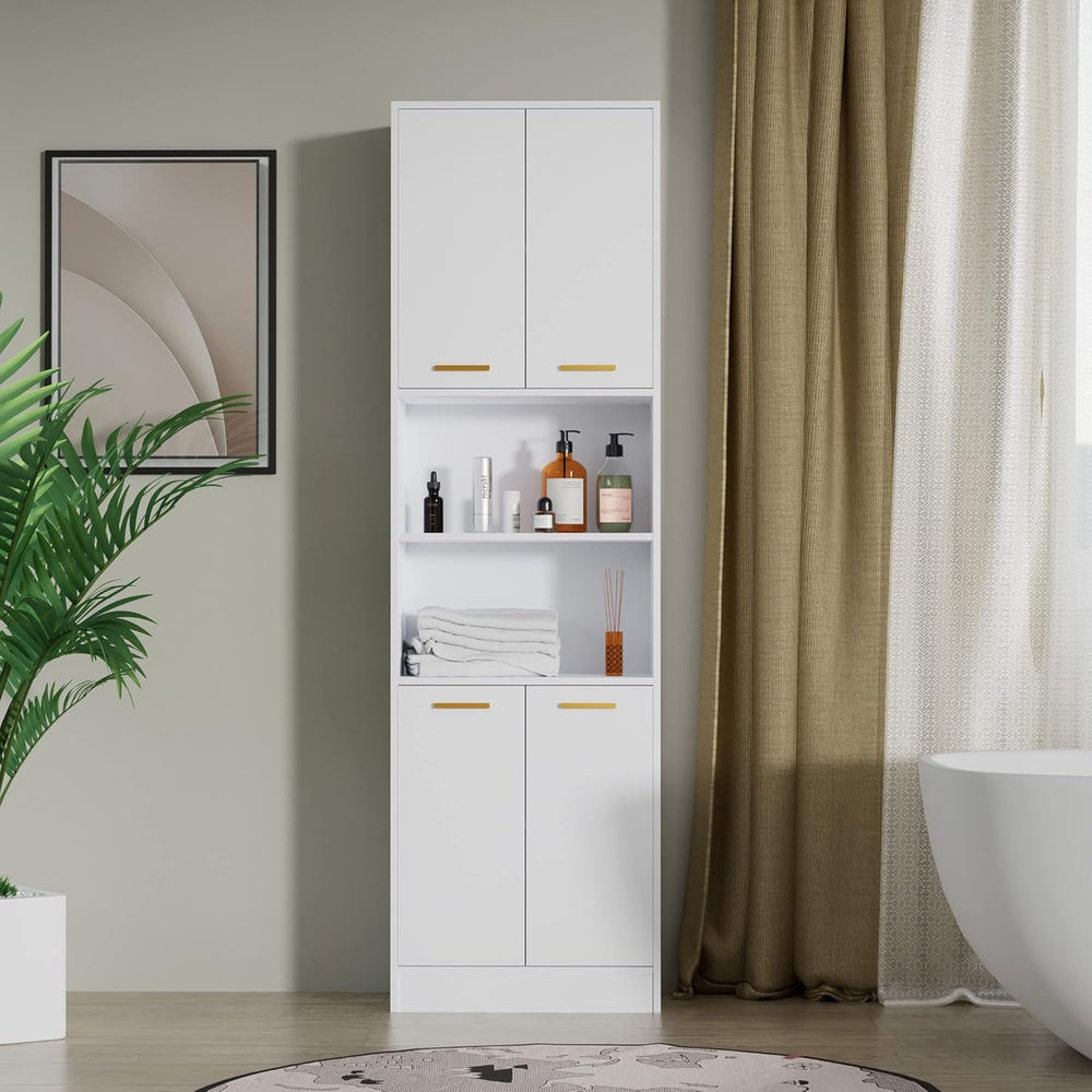 Cozy Castle Kitchen Pantry Cabinet, 75" Tall Wood Storage Cabinet with D...