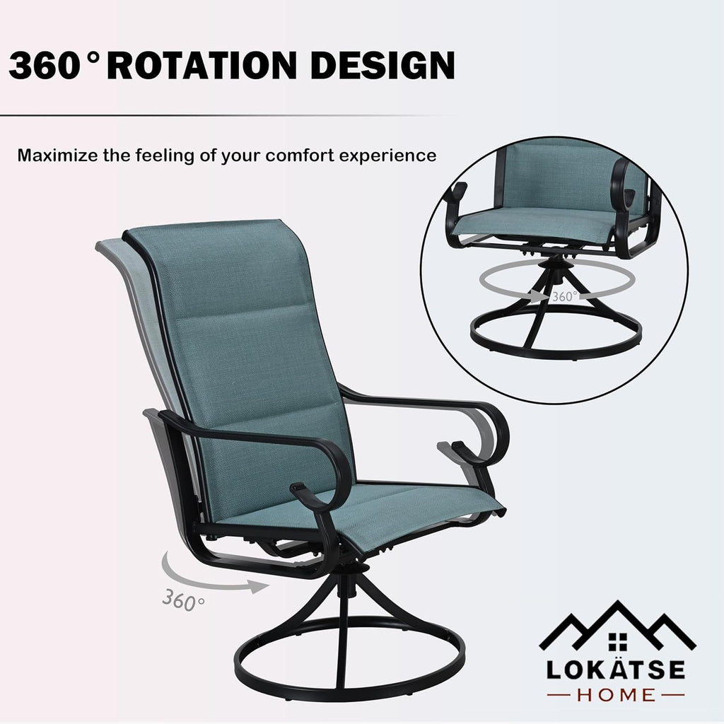 LOKATSE Home High Back Textilene Outdoor Patio Swivel Chair Set of 2, 360° Mesh Rocker, for Backyard, Patio, Lawn, Garden