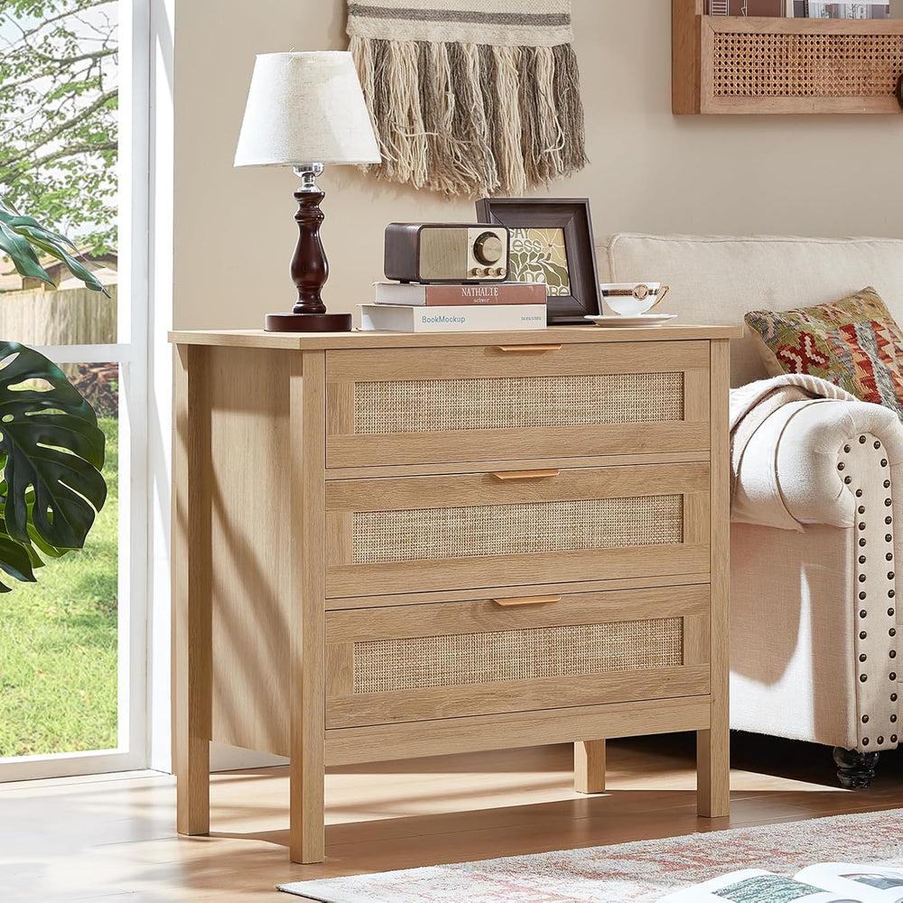LEYAOYAO 31.5" Wide Rattan Nightstands Set of 2, Large Boho Night Stand ...
