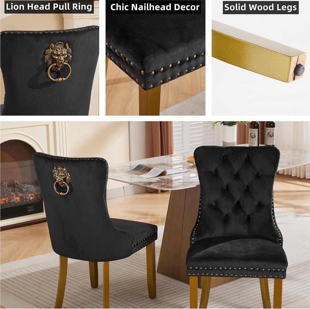 Modern 5-Piece Round Glass Dining Table Set for 4, Modern 47" Gold Glass...