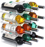 Plastic Water Bottle Organizer and Wine Rack Storage Holder,4 Tier 12 Containers Stackable Free-Standing Bottle Storage Rack for Kitchen Countertops, Table Top, Pantry, Bars, Cabinets, Fridge - Clear