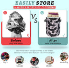 Black Birds With Feathers Laundry Hamper With Handles Foldable Oxford Cloth Goth Style Tote Bag Funny Laundry Basket Clothes Toy Storage Bucket 18.9"x16.5" For Bathroom/Laundry/Bedroom