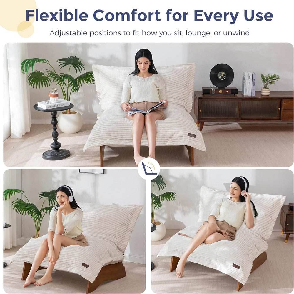 MAXYOYO Adjustable Living Room Chair, 3-Position Bean Bag Chair with Frame | ...