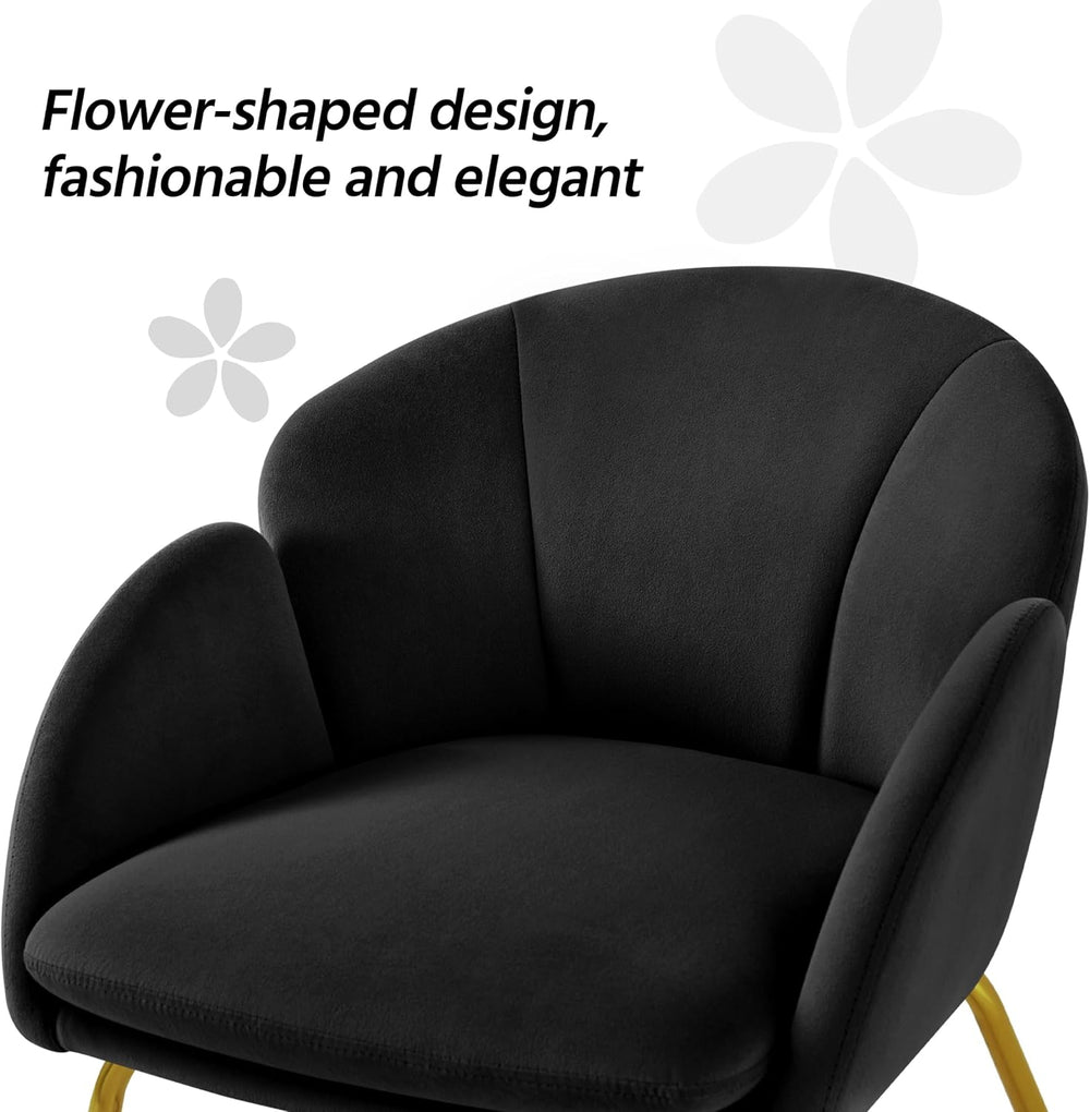 Yaheetech Upholstered Petal Dining Chair, Modern Velvet Bucket Dining Chair w...