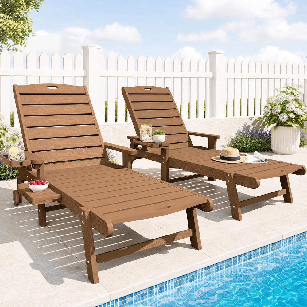 YEFU Chaise Lounge Chairs Set of 2 Outdoor,Pool Lounge Chair with Adjustable ...