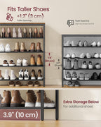 VASAGLE 5-Tier Shoe Rack, Large Shoe Storage Organizer for Closet, Entryway, 18-24 Pairs, with 4 Metal Mesh Shelves, 10.8 x 29.5 x 36.6 Inches, Rustic Brown and Black ULBS115KD01