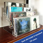 4Tier Clear Acrylic CD Holder - Cascading CD & DVD Storage Rack with Vinyl Record Stand - Holds up to 32 Cases (Large, Clear)
