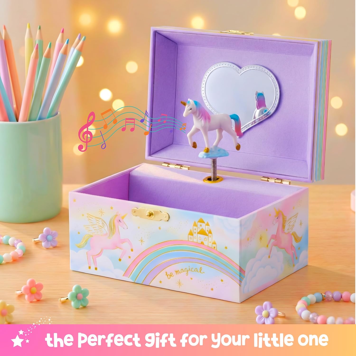 Giggle & Honey® Musical Unicorn Jewelry Box for Girls | Music Boxes for Little Girls | Toddler Jewelry Box for 4 Year Old Kids | Toys for Toddlers | Birthday Gifts for Kids 5, 6, 7, 8, 9 Years