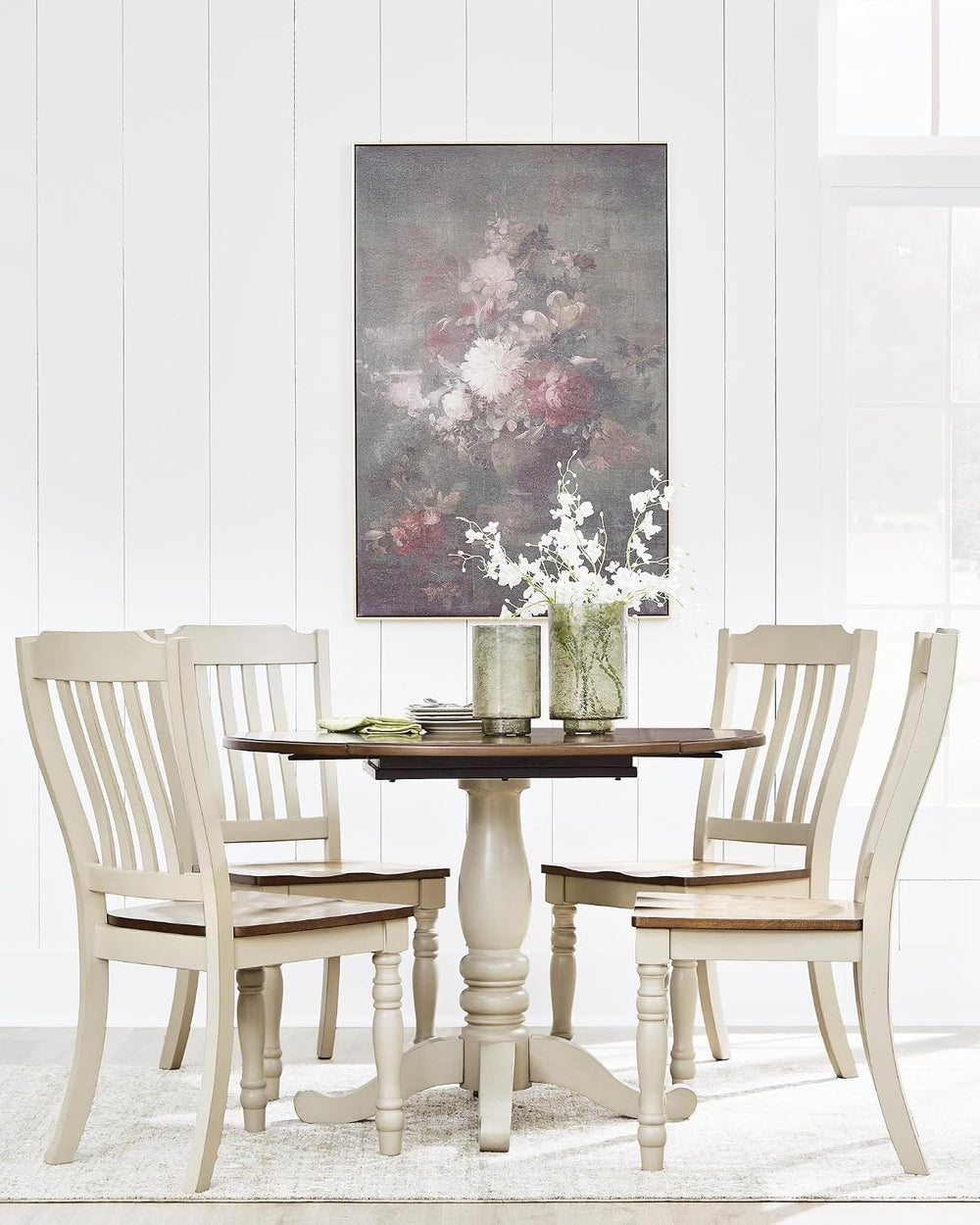 Signature Design by Ashley Waverun Dining Chair, Set of 2, White & Brown ...