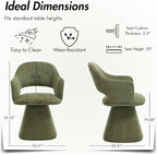 360° Swivel Dining Chair with Arms, Chenille Upholstered Barrel Accent Kitchen Chairs with Hollow High Back for Dining Room, Vanity Chair for Bedroom, Moss Green, 1PC