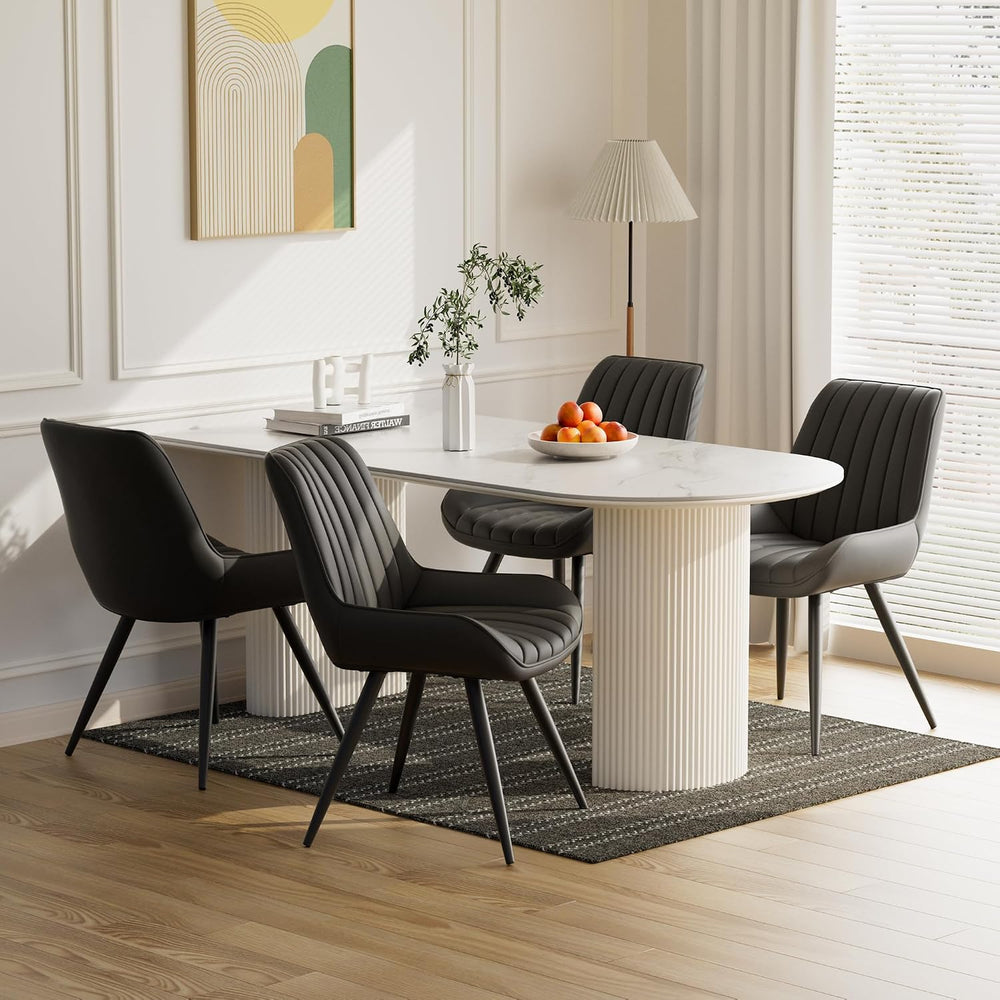 Mid Century Modern Dining Chairs Set of 6, Soft Cushion Upholstered Fabric Ki...