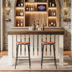 Tribesigns 55" Kitchen Island, Farmhouse Large Stationary Wood Table with Sturdy Base, Freestanding with Large Worktop & Leg Room for Kitchen, Dining Room (White and Brown)