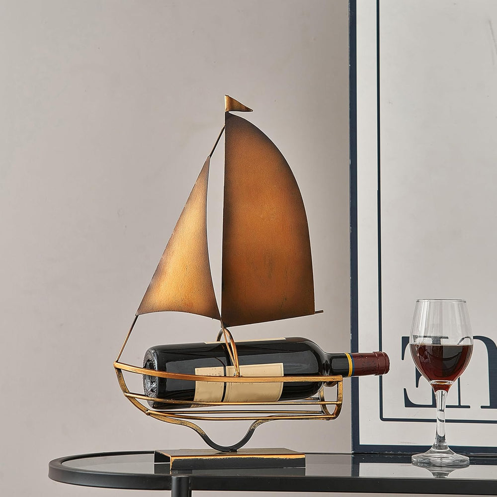 vintage sailboat wine rack, Tabletop metal sailboat wine display rack | kitch...