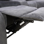 Manual Recliner Sectional Sofa Set, Corduroy L-Shaped Living Room Furniture Sets, Reclining Sectional Corner Couch and 2 Reclining Chairs Set for Home Office (Dark Grey, Sectional + 2 Chairs)