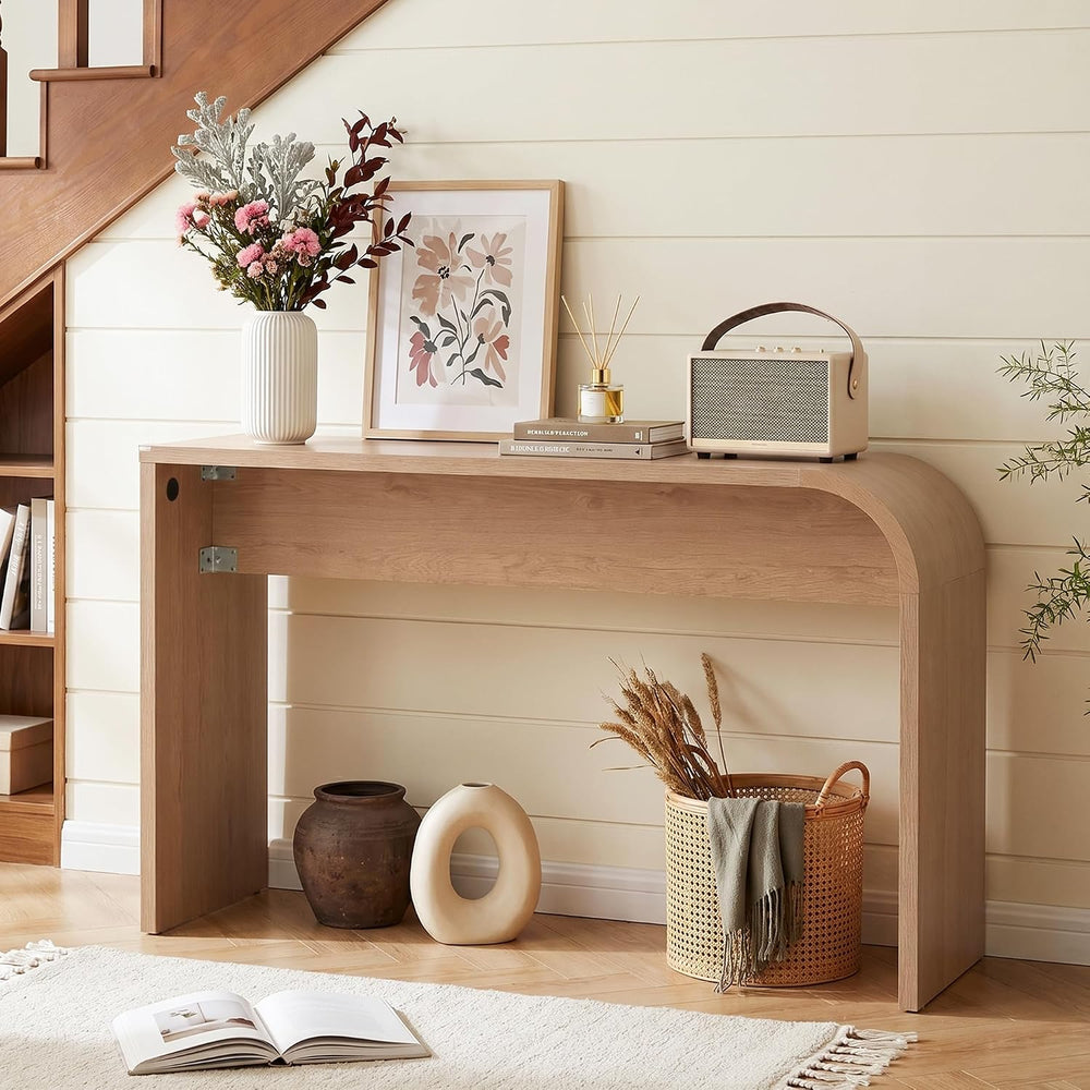 Curved Narrow Console Table, Skinny Behind Couch Counter Height Bar Table | 5...
