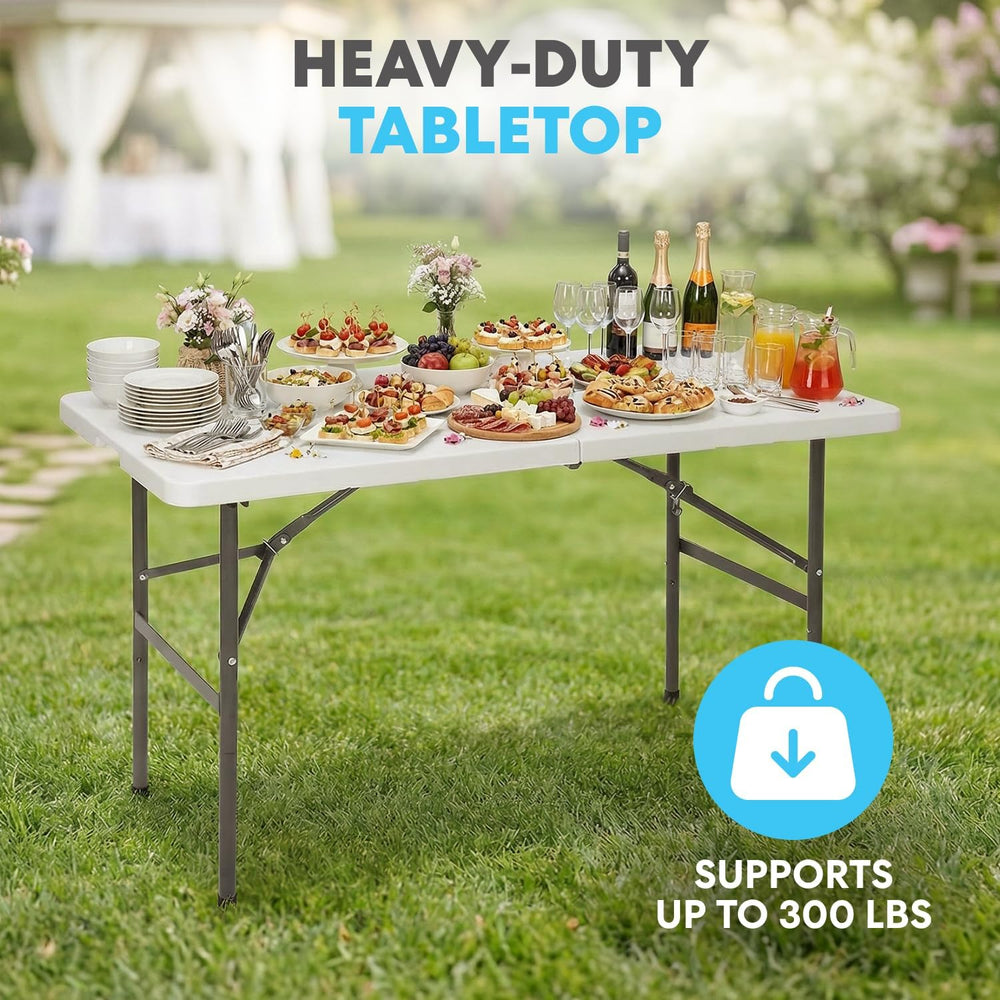 SIMPLI-Magic White Foldable Table (4FT), 2-Pack Indoor/Outdoor Folding Utilit...