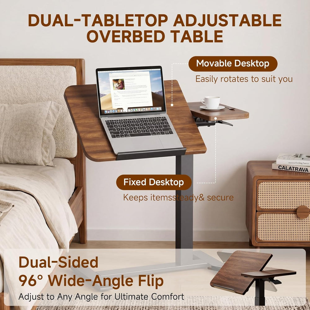 GTPLAYER Pneumatic Adjustable Standing Desk, 28 Inch Tiltable Mobile Rolling ...