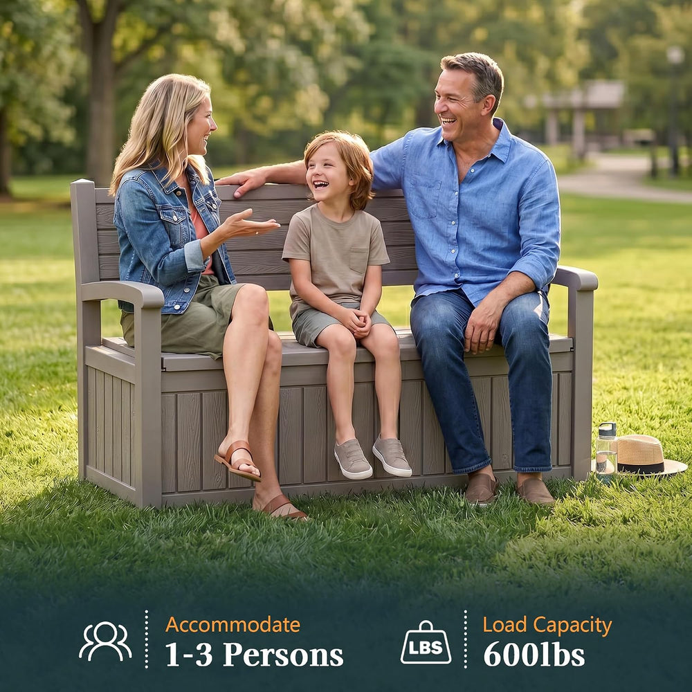 Outdoor Bench with Storage, Waterproof Garden Storage Bench, 100 Gallon Locka...