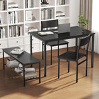DUMOS Dining Table Set, Dining Table for 4 with Bench, Kitchen Table, Space-Saving Ideal 4-Person Set for Dining Room Kitchen Apartment Corner Black 4 Pack