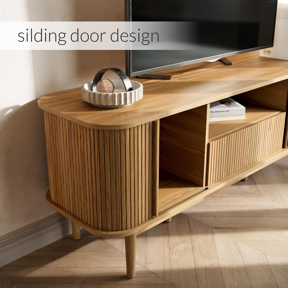 Furniway Modern TV Stand for 45/55/70 inch TV, Entertainment Center with Slid...