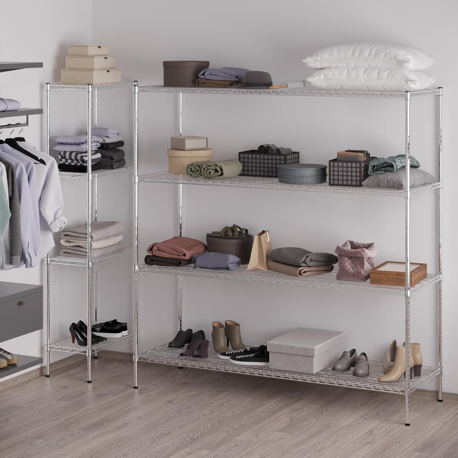 24" Deep x 72" Wide x 74" Height Wire Shelving Kit | 4-Tier | NSF Commercial Storage Rack Unit
