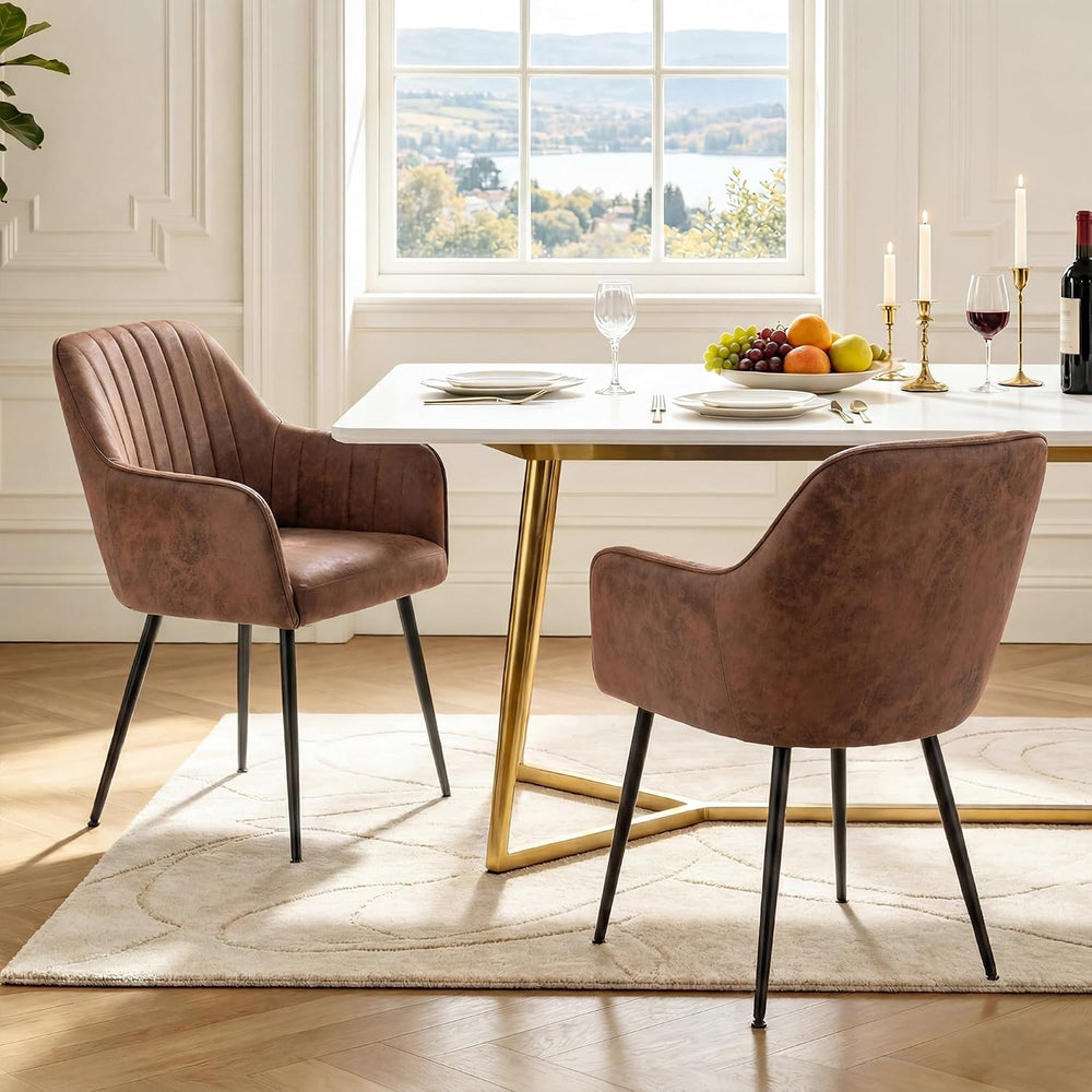LSSPAID Dining Chairs Set of 2, Upholstered Faux Leather Modern Accent Vanity...