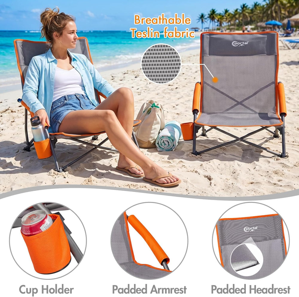 Portal Beach Chairs for Adults Camping Low Lightweight Portable Chair with Cu...