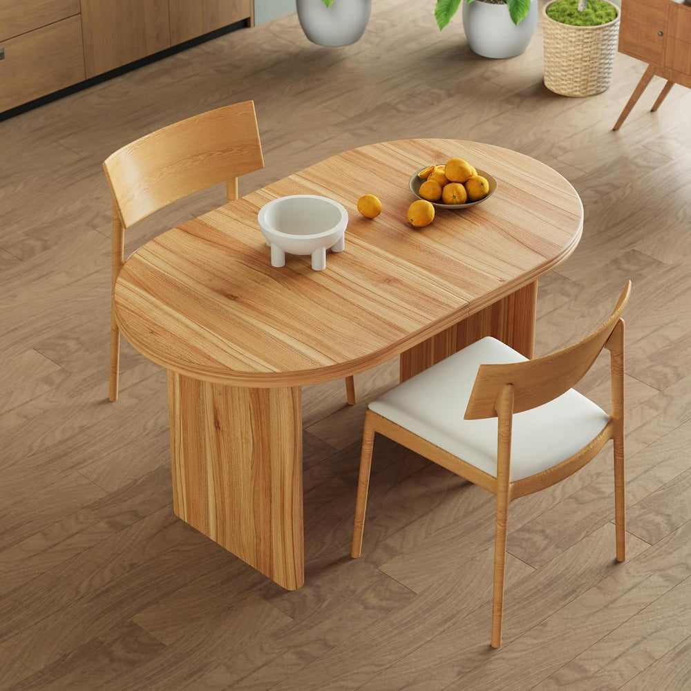 GDFStudio 55.12"-70.87" Farmhouse Extendable Oval Dining Table for ...