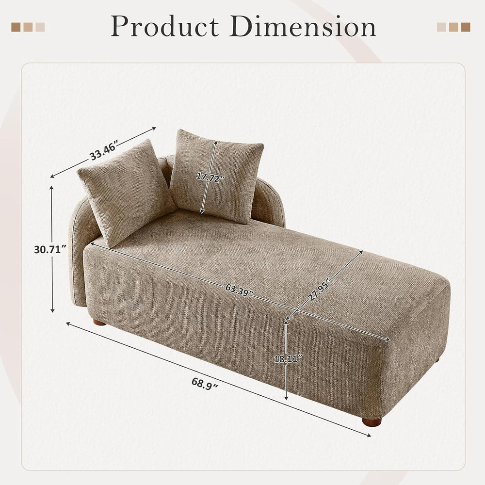 68.9" Chaise Lounge Chair Indoor with Left Facing, Chenille Camel