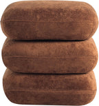 Get Set Style 360° Swivel Velvet Ottoman, Modern Upholstered Foot Stool, Multifunctional Vanity Chair Accent Stool for Small Space, Living Room, Bedroom, Entryway, Honey Ginger