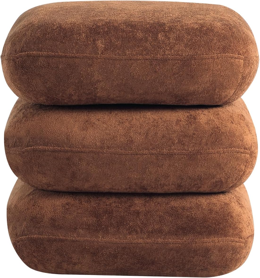 Get Set Style 360° Swivel Velvet Ottoman, Modern Upholstered Foot Stool, Multifunctional Vanity Chair Accent Stool for Small Space, Living Room, Bedroom, Entryway, Honey Ginger