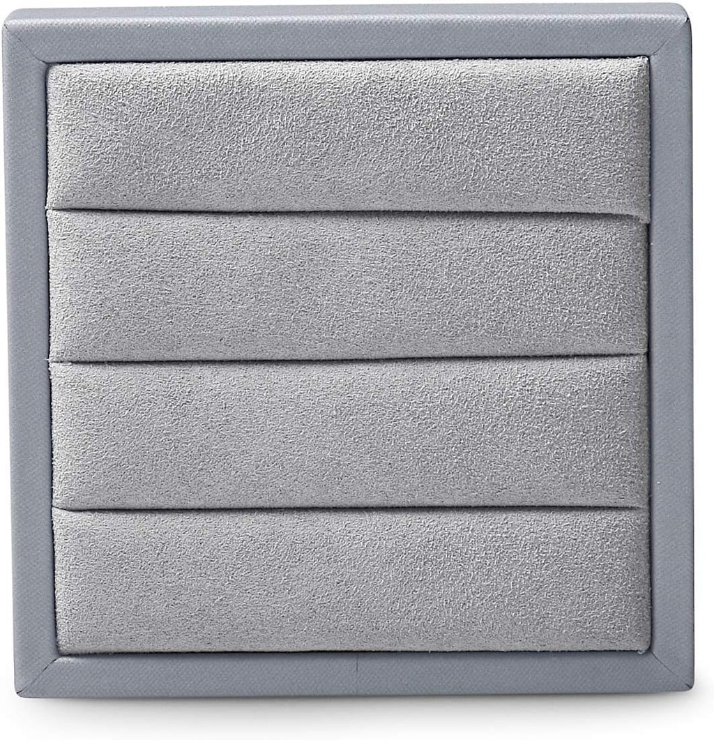 Oirlv Premium Leather Ring Display Stand Small Ring Tray Showcase Jewelry Display Jewelry Holder Home Organizer(Light Grey)