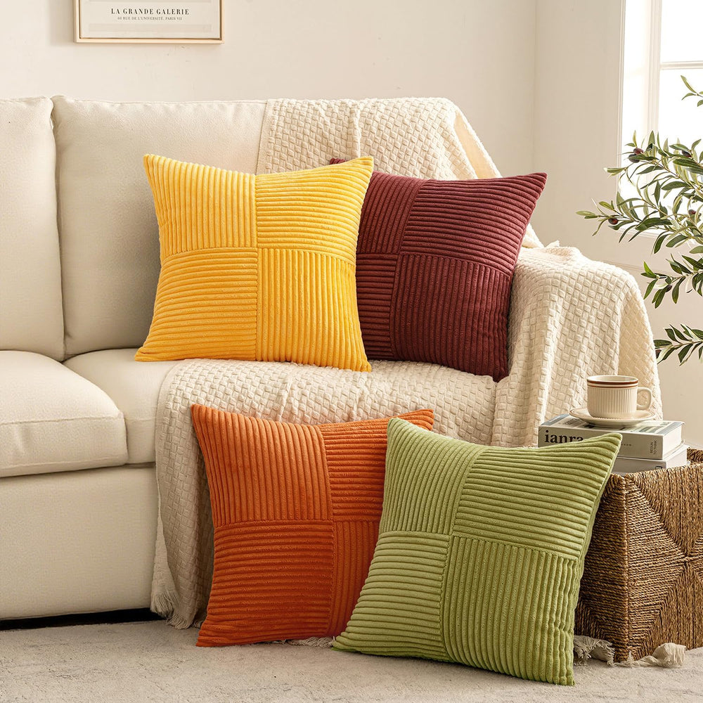 MIULEE Fall Yellow Orange Rust Throw Pillow Covers 18x18 Inch 4 Packs Boho Fa...