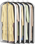 60” Garment Bags for Hanging Clothes 4” Gusseted - with Clear Window, Breathable Fabric, Metal Zipper, Suit Coat Long Dress Protector for Clothes Closet storage, Season Off, Moving, 5 Pack