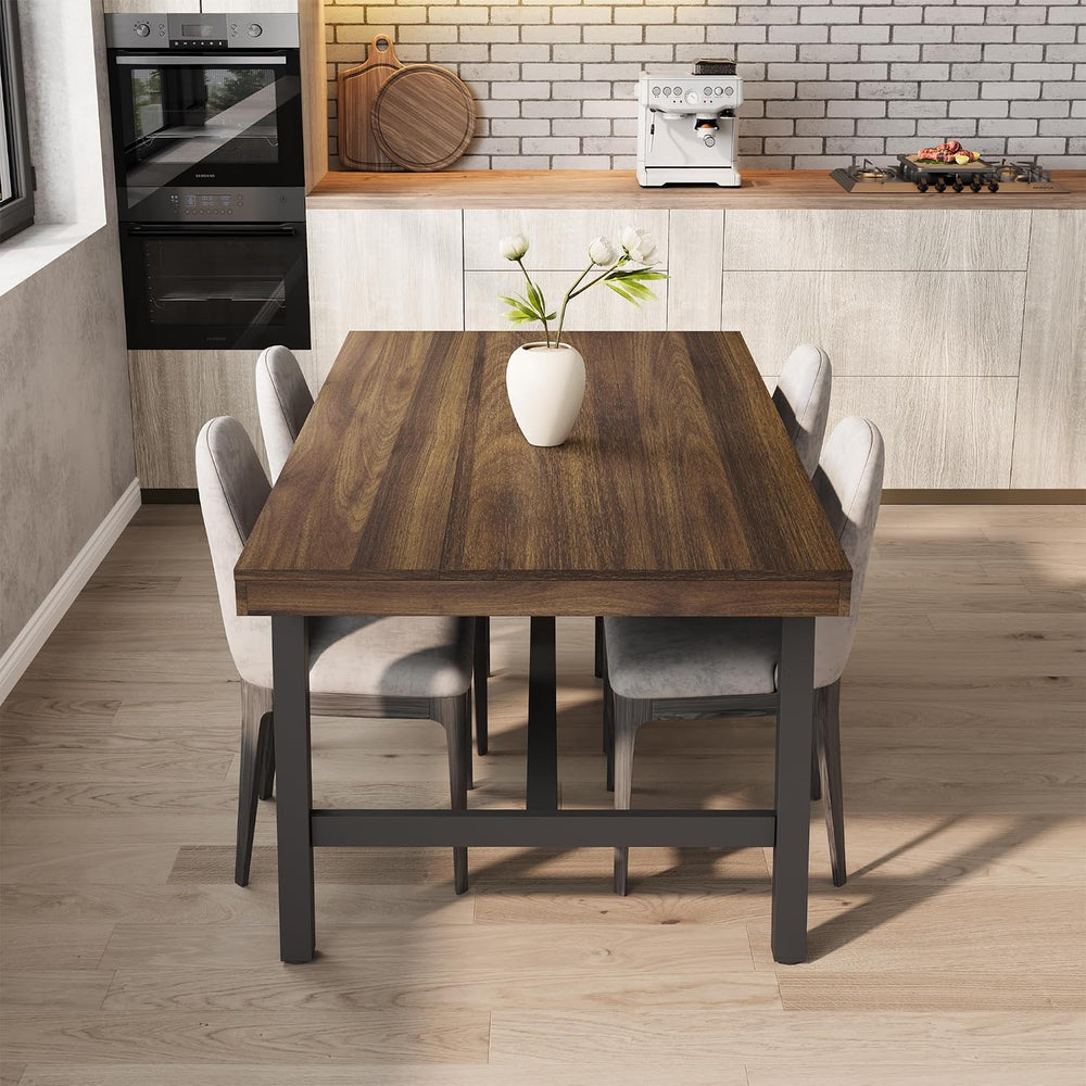 IDEALHOUSE Industrial Dining Table for 6-8 People, 70.87" Large Wooden K...