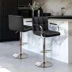 Yaheetech Bar Stools Set of 2, PU Leather Height Adjustable Swivel Barstools, Hydraulic Kitchen Counter Height Bar Chairs with Armrest and Back for Kitchen, Dining Room, Black