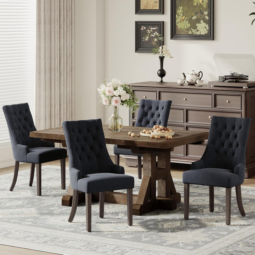 COLAMY Wingback Dining Chairs Set of 4, Black