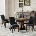 COLAMY Wingback Upholstered Side Dining Room Chairs Set of 4, Fabric Dining Chairs with Tufted Button, Living Room Chairs for Home Kitchen, Black