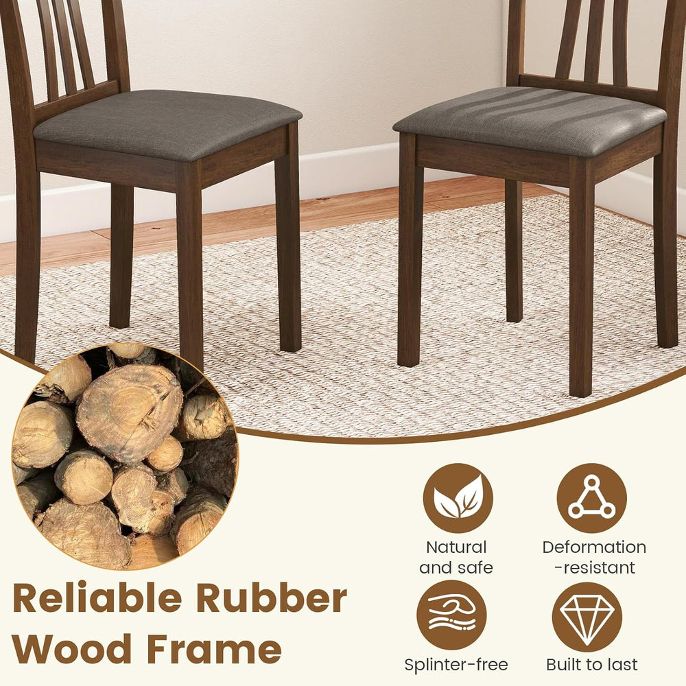 Giantex Wooden Dining Chairs Set of 2, Linen Fabric Upholstered Kitchen Armle...