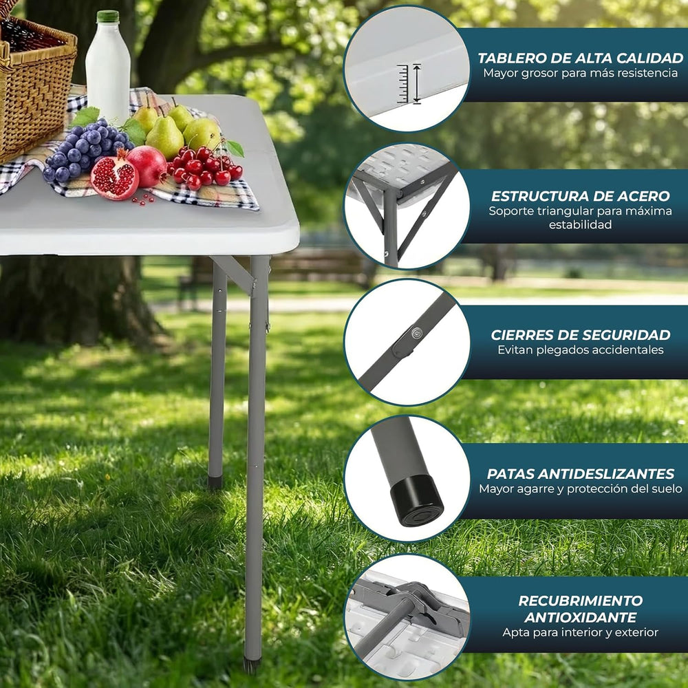 Plastic Folding Table | Capacity for 2-4 People | Sturdy and Portable | Indoo...