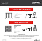 ClosetMaid MaxLoad Heavy Duty Wall Shelf Kit for Garage, 3 Shelves, Adjustable ShelfTrack Wire Shelving, Black Finish