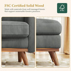 Vesgantti 38.5" Accent Chair with Movable Ottoman, Comfy Corduroy Armchair with Spring Cushion, Reading Chair with Ottoman, Modern Single Sofa for Living Room, Bedroom and Apartment, Dark Gray