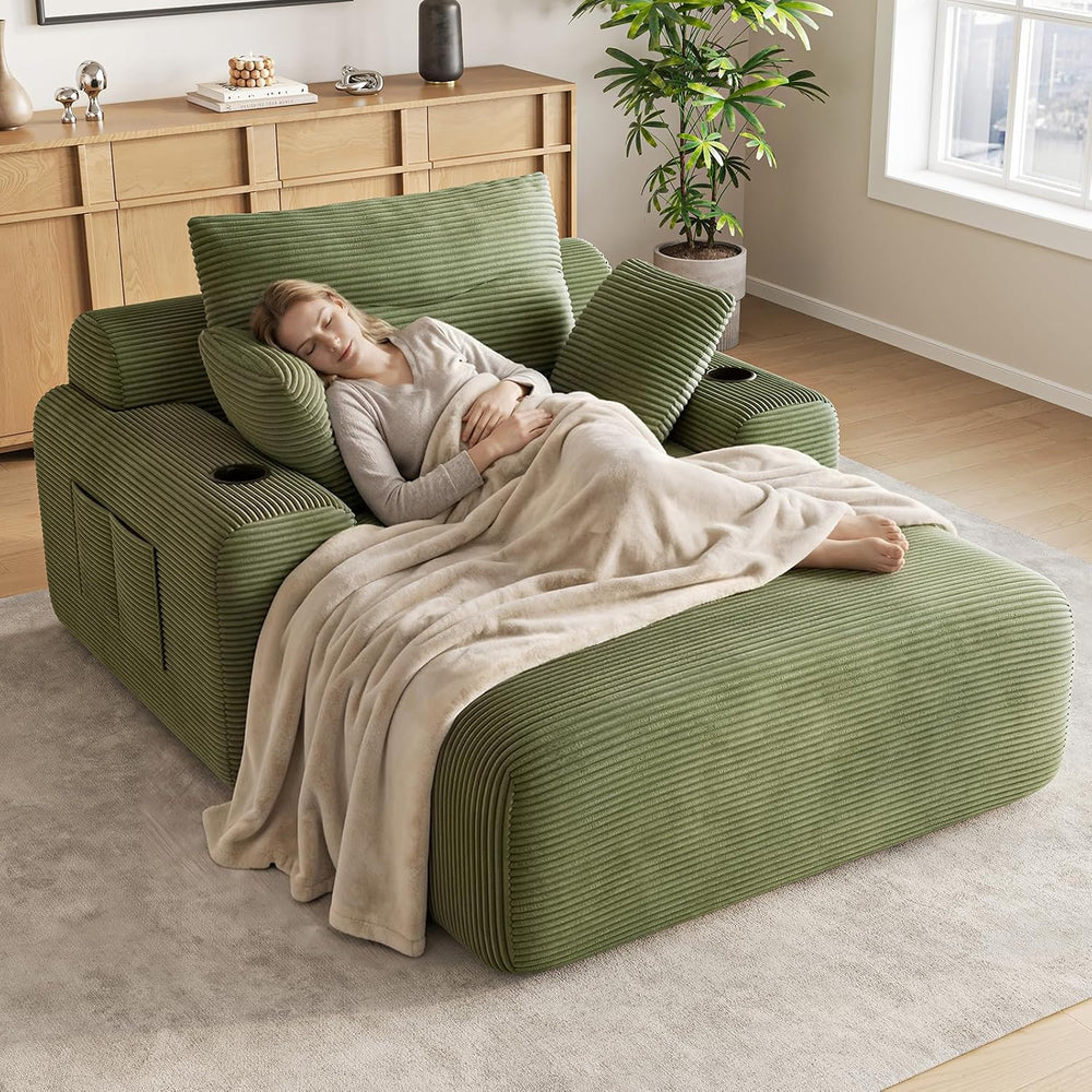 69” Floor Chaise Lounge Chair Indoor, Oversized Chaise Lounge Reading Chairs ...