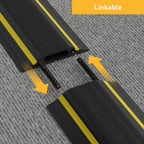 D-Line 6ft Floor Cord Cover, Made in USA Linkable Cable Protector, Hide Extension Cords, Protect Cords, Prevent Cable Trips, Cord Hider, Heavy Duty - Cord Cavity = 1.18" (W) x 0.39" (H), Black/Yellow