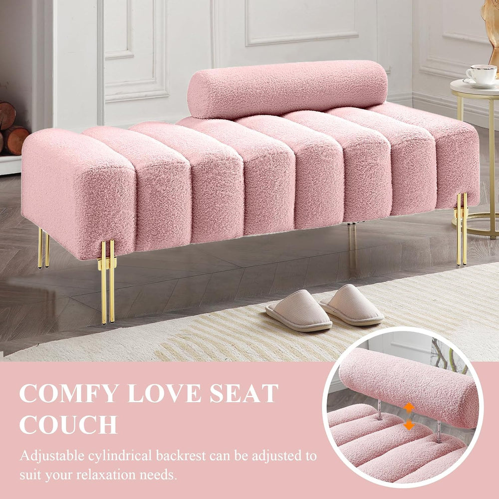 Ottoman Bench, Loveseat Sofa Couch with Adjustable Backrest | 53.2" Acce...