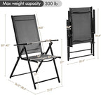Yaheetech Patio Folding Dining Chairs Set of 2, Stackable Outdoor Lawn Chairs with 8 Adjustable Back Positions and Armrest for Garden, Lawn, Yard and Beach, Dark Gray