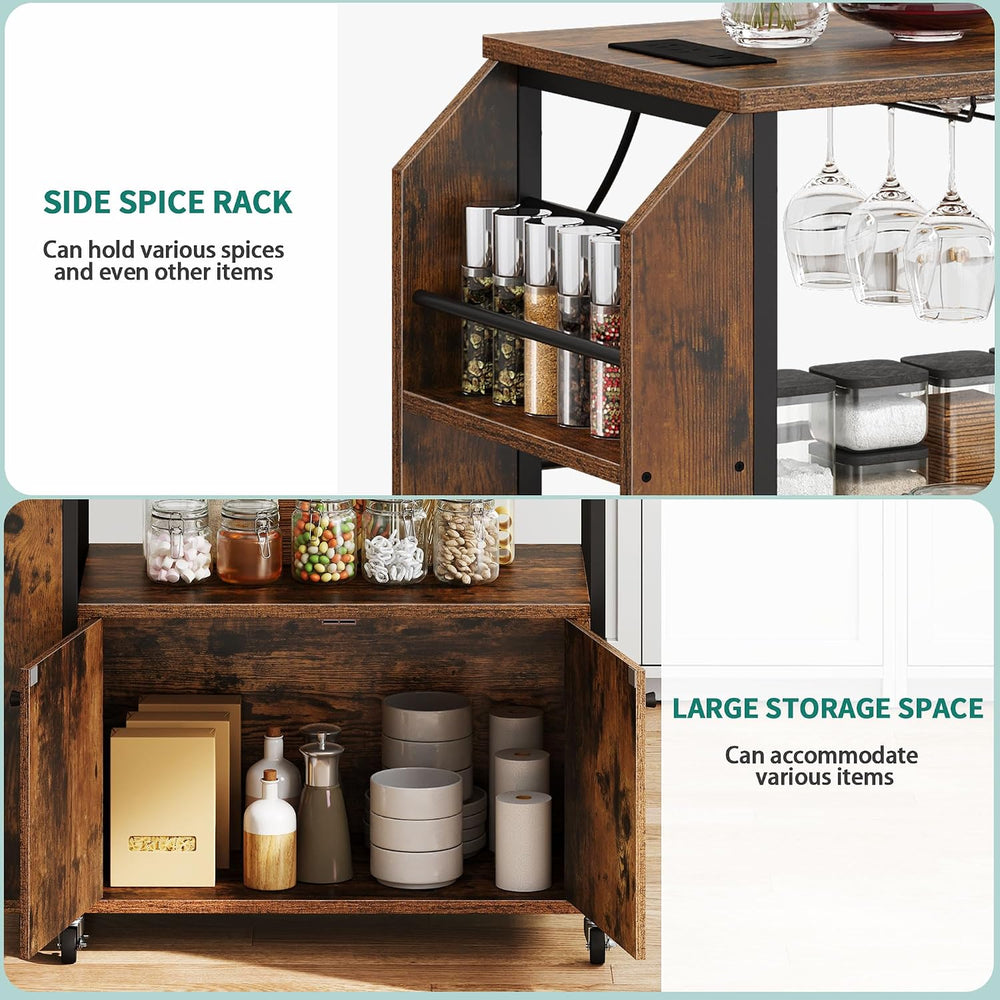 YITAHOME Kitchen Island Cart with Power Outlet, 36 Inch Mobile Kitchen Cart w...