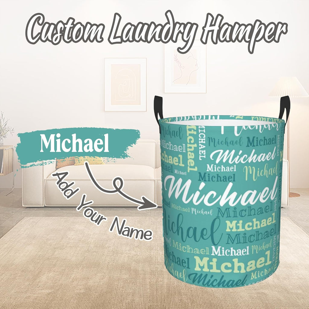 Custom Name Laundry Hamper, Personalized Laundry Baskets with Name for Boys Girls Women Men, Customized Collapsible Dirty Clothes Hamper Easy Storage Gifts for Bedroom Bathroom Living Room