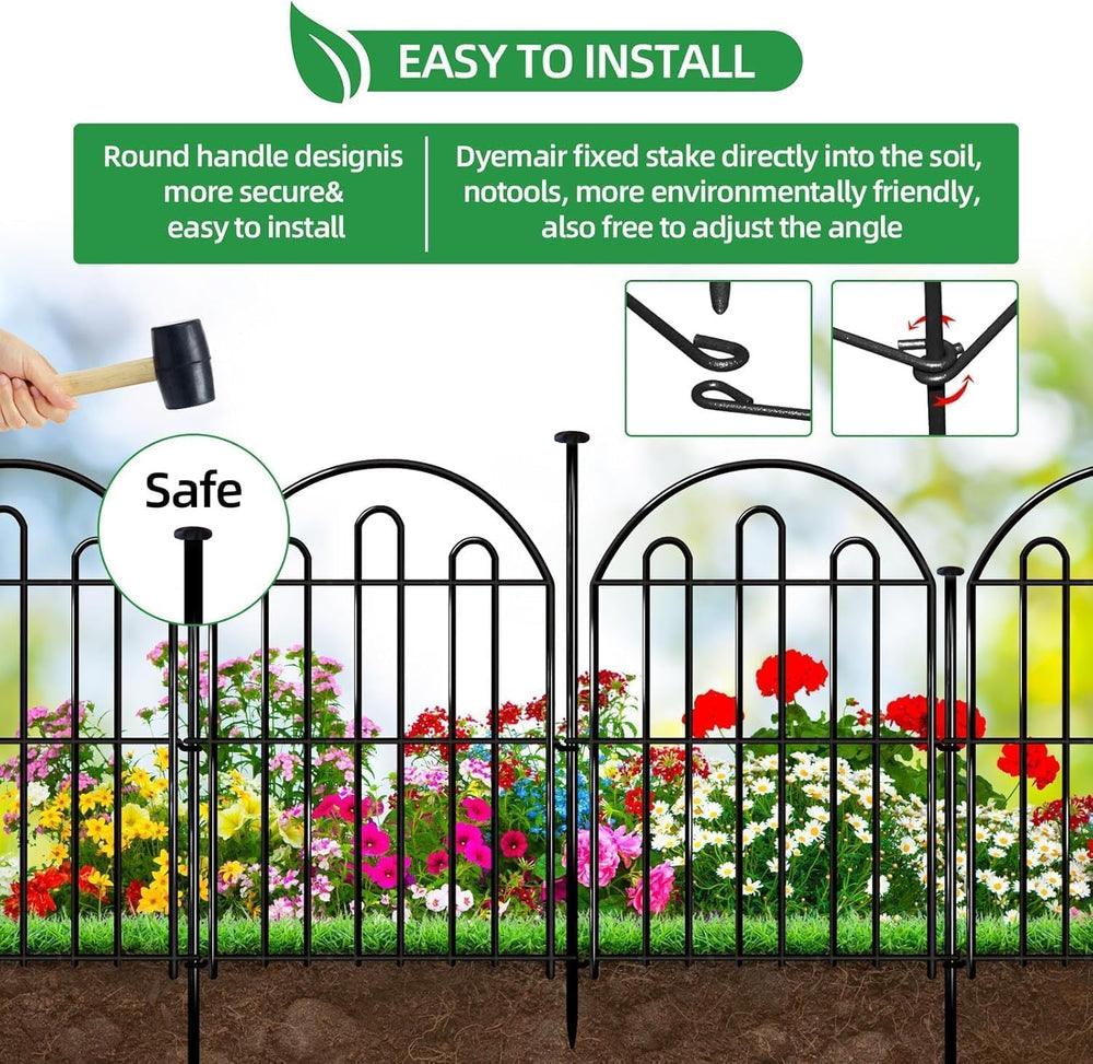 28ft in x 22in Decorative Garden Fence, 26 Pack Arched No Dig Animal Barrier ...